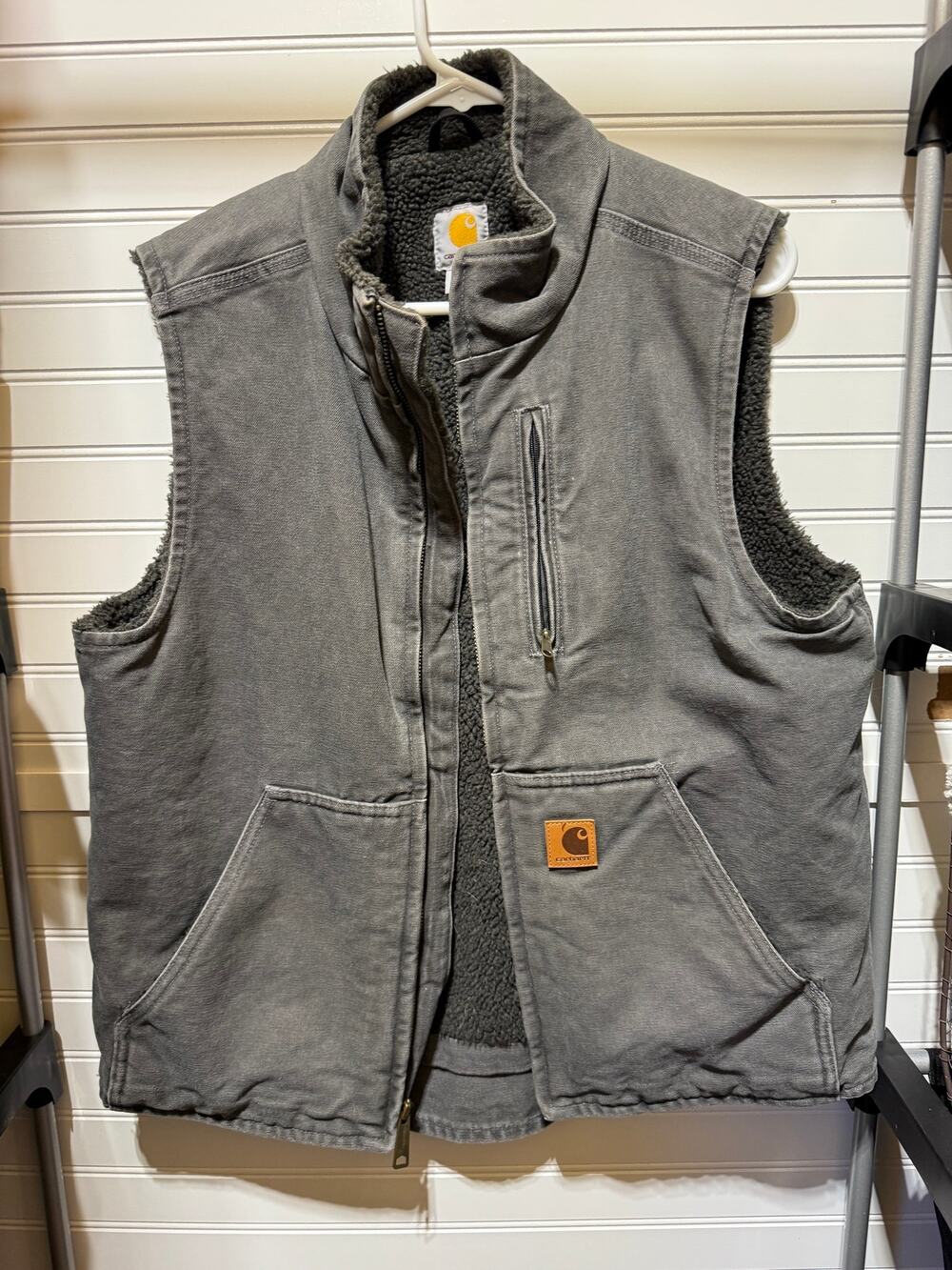 Carhartt Washed Duck Canvas Mock Neck Sherpa Lined Vest Size M